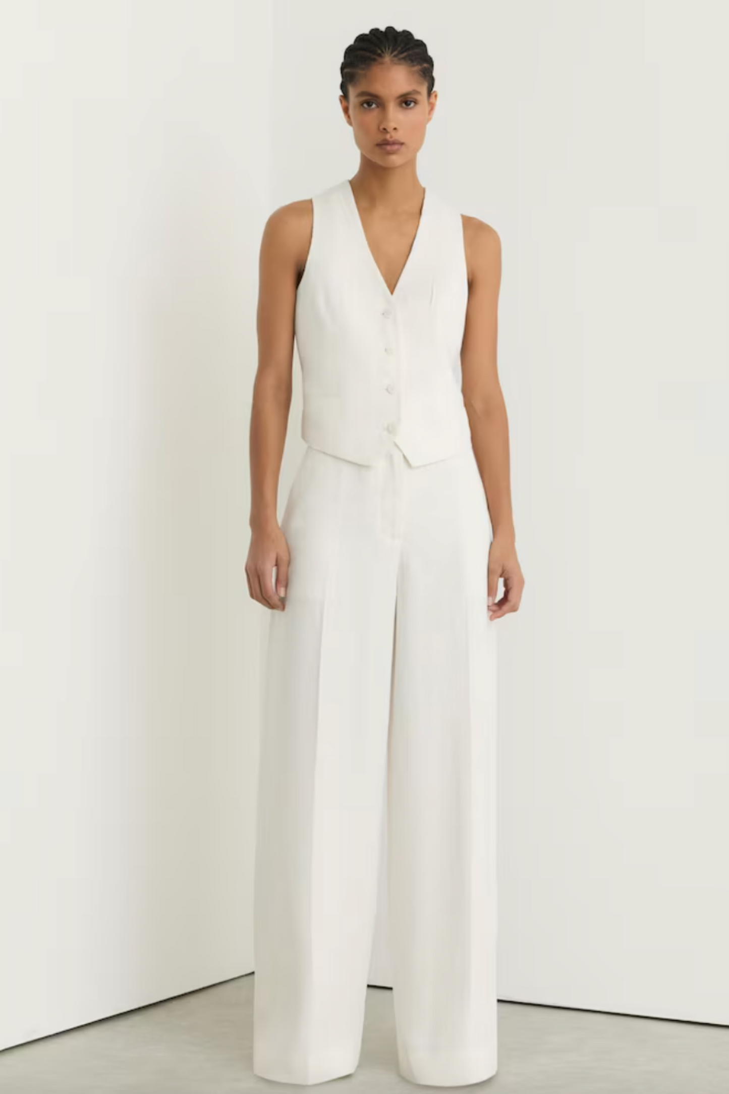 Linen-Blend Wide-Leg Trousers