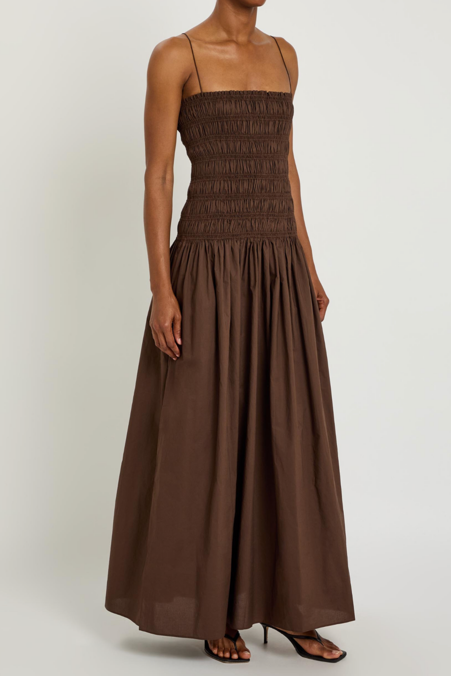 Shirred Cotton-poplin Maxi Dress