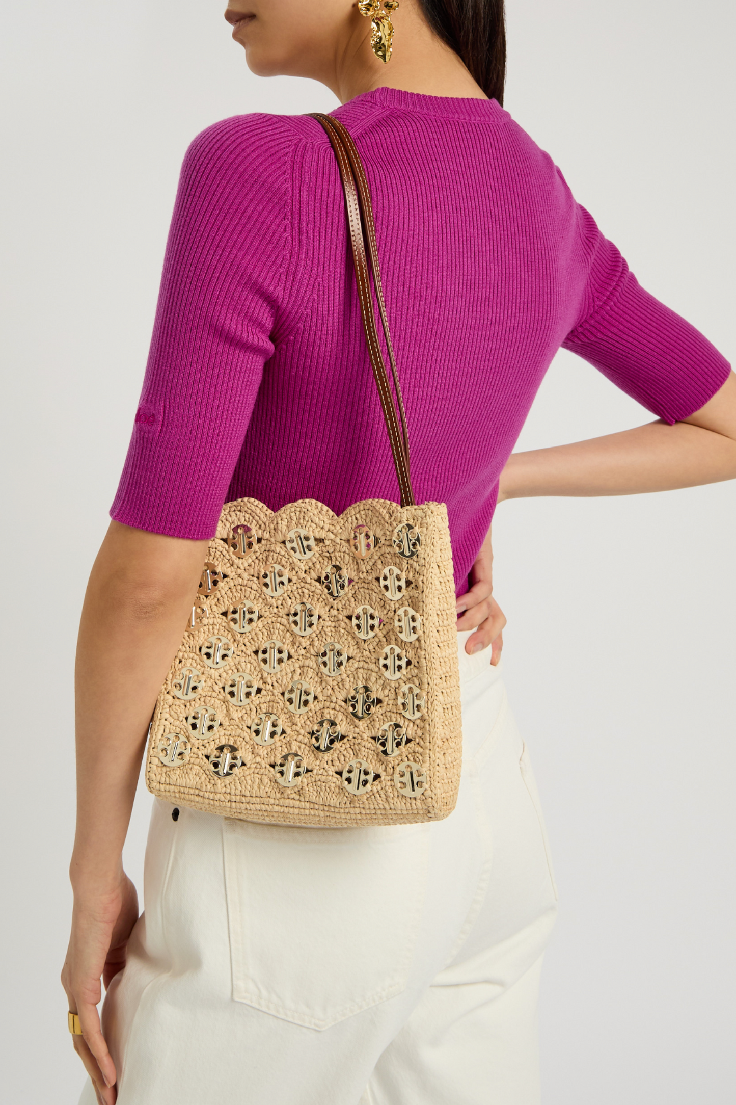 Sac A Main Embellished Raffia Shoulder Bag
