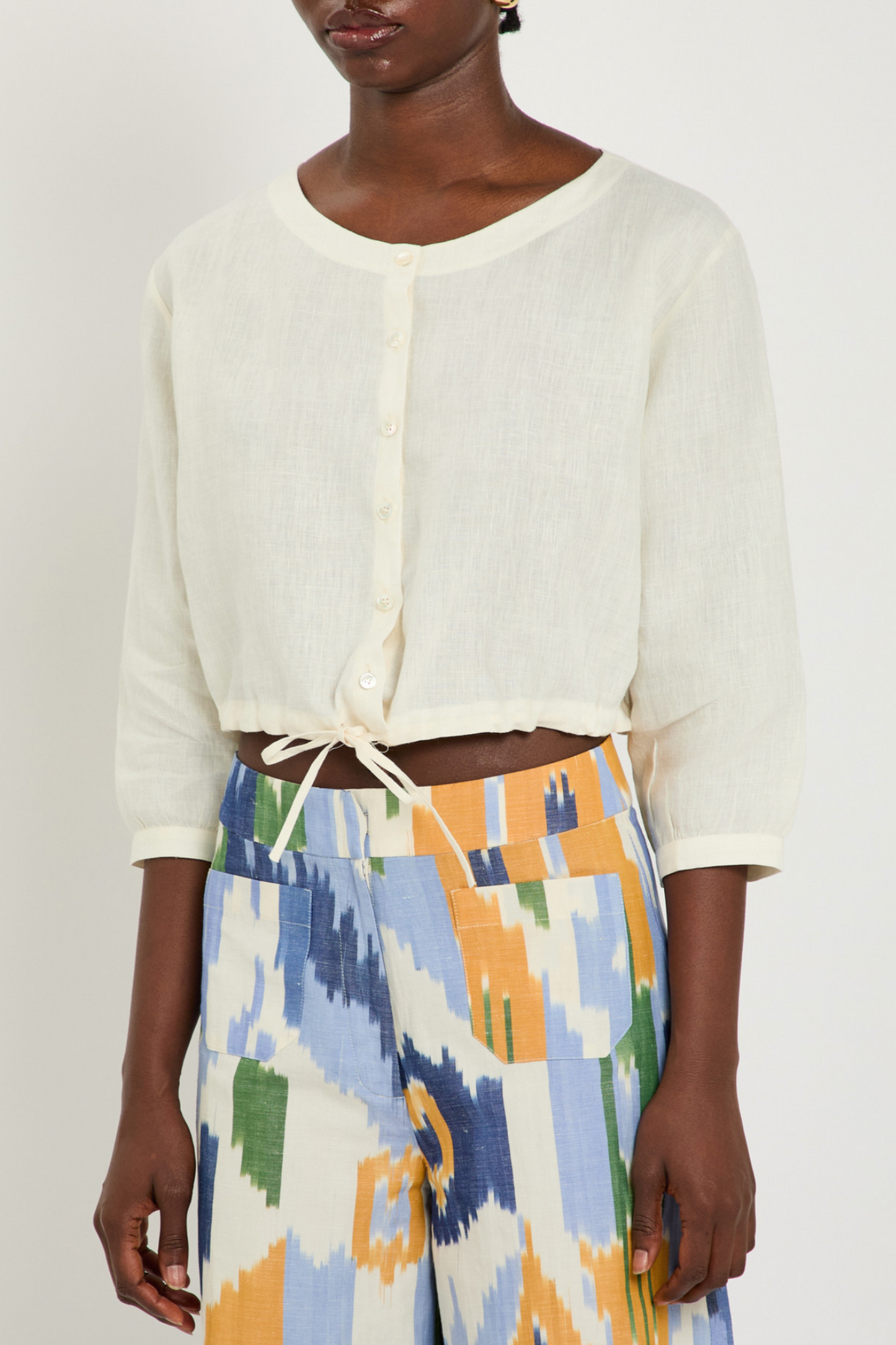 New Jinny Cropped Linen Top