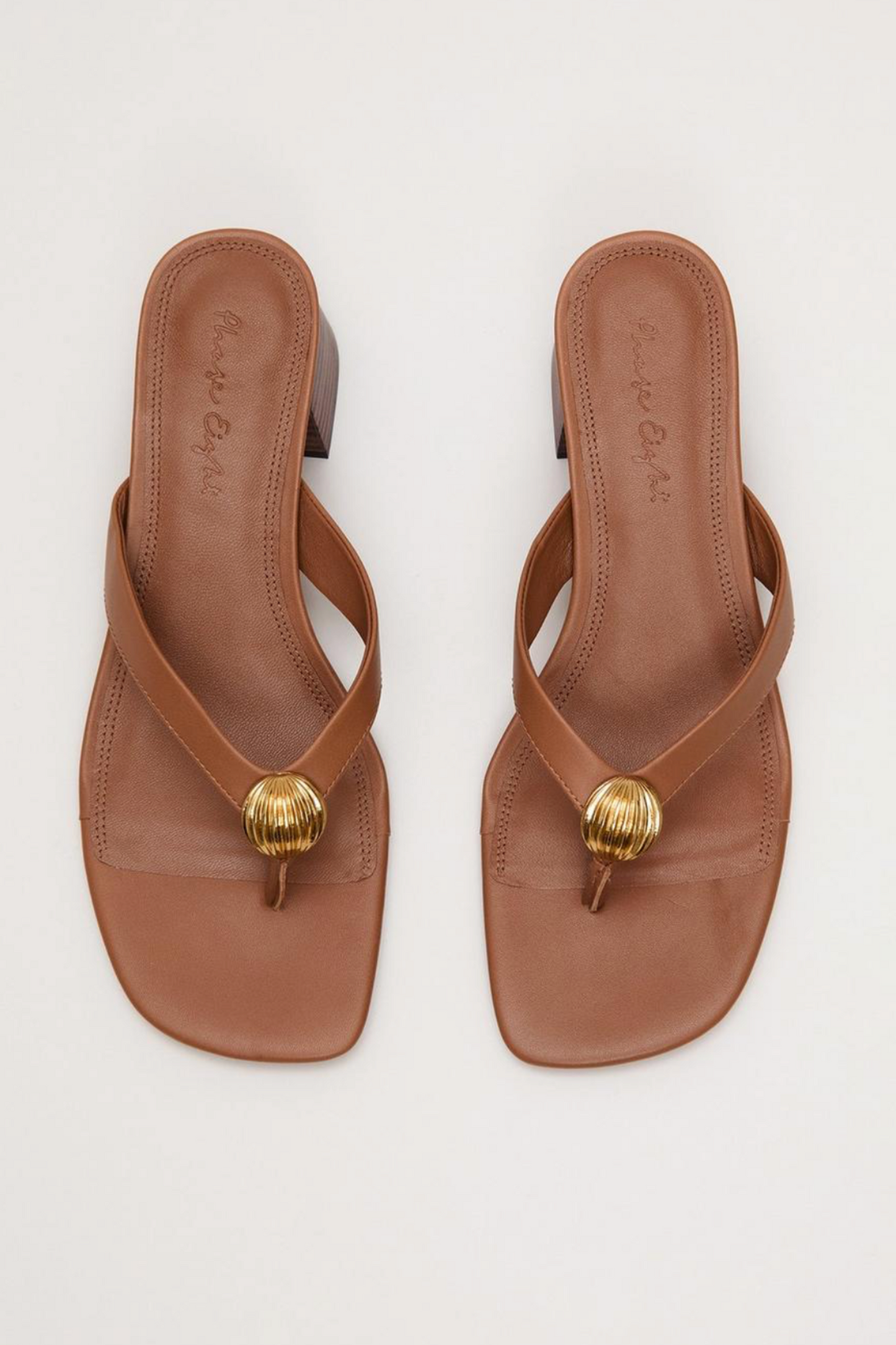 Metal Trim Toe Post Heeled Sandals