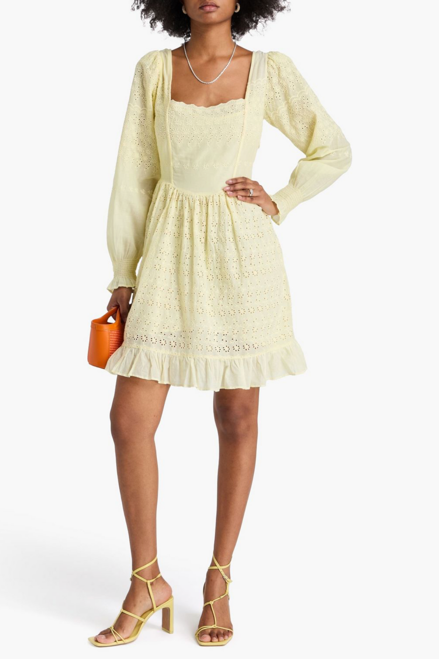 Lina ruffled broderie anglaise cotton mini dress