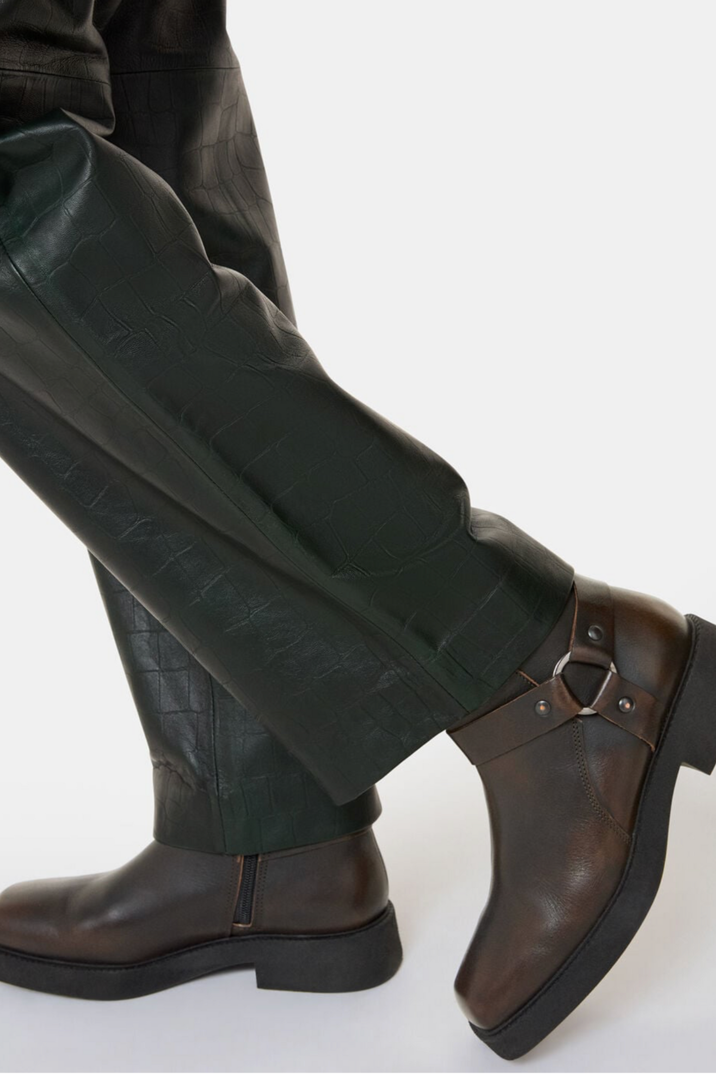 Brown Matteo Burnished Biker Boot