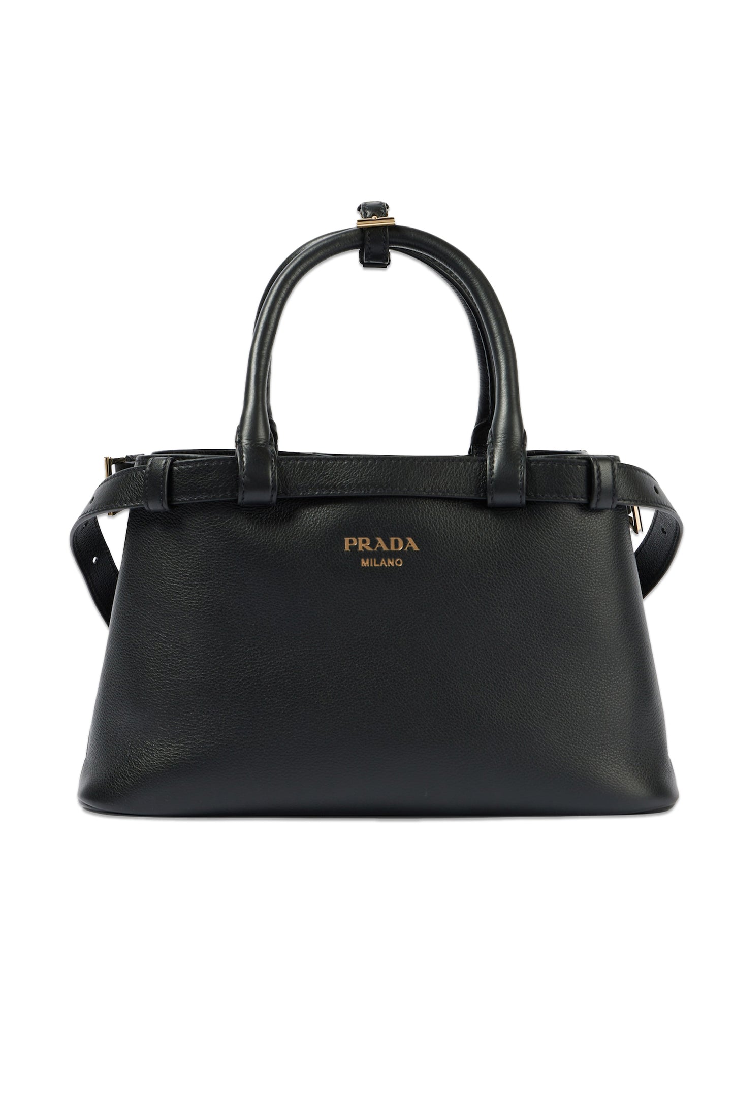 Prada Buckle Small Leather Tote Bag