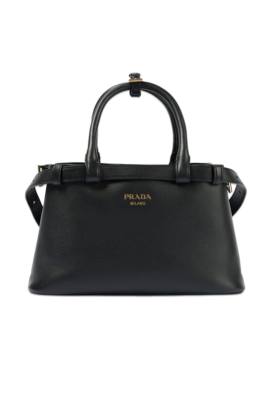 Prada Buckle Small Leather Tote Bag