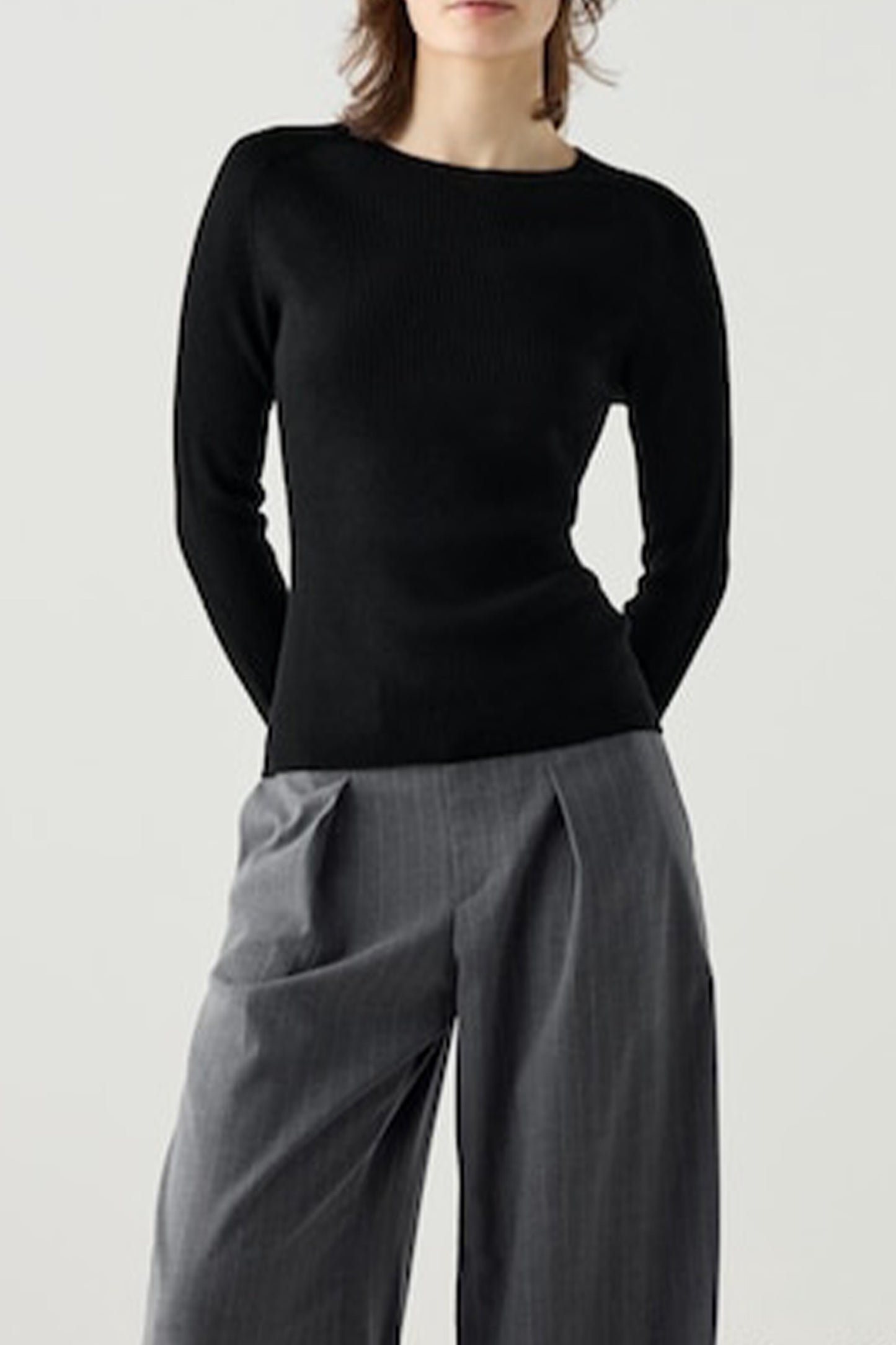 Knit Merino Blend Ribbed Jumper