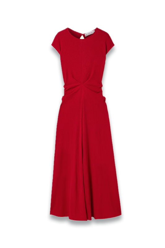 Gathered Ribbed-knit Maxi Dress