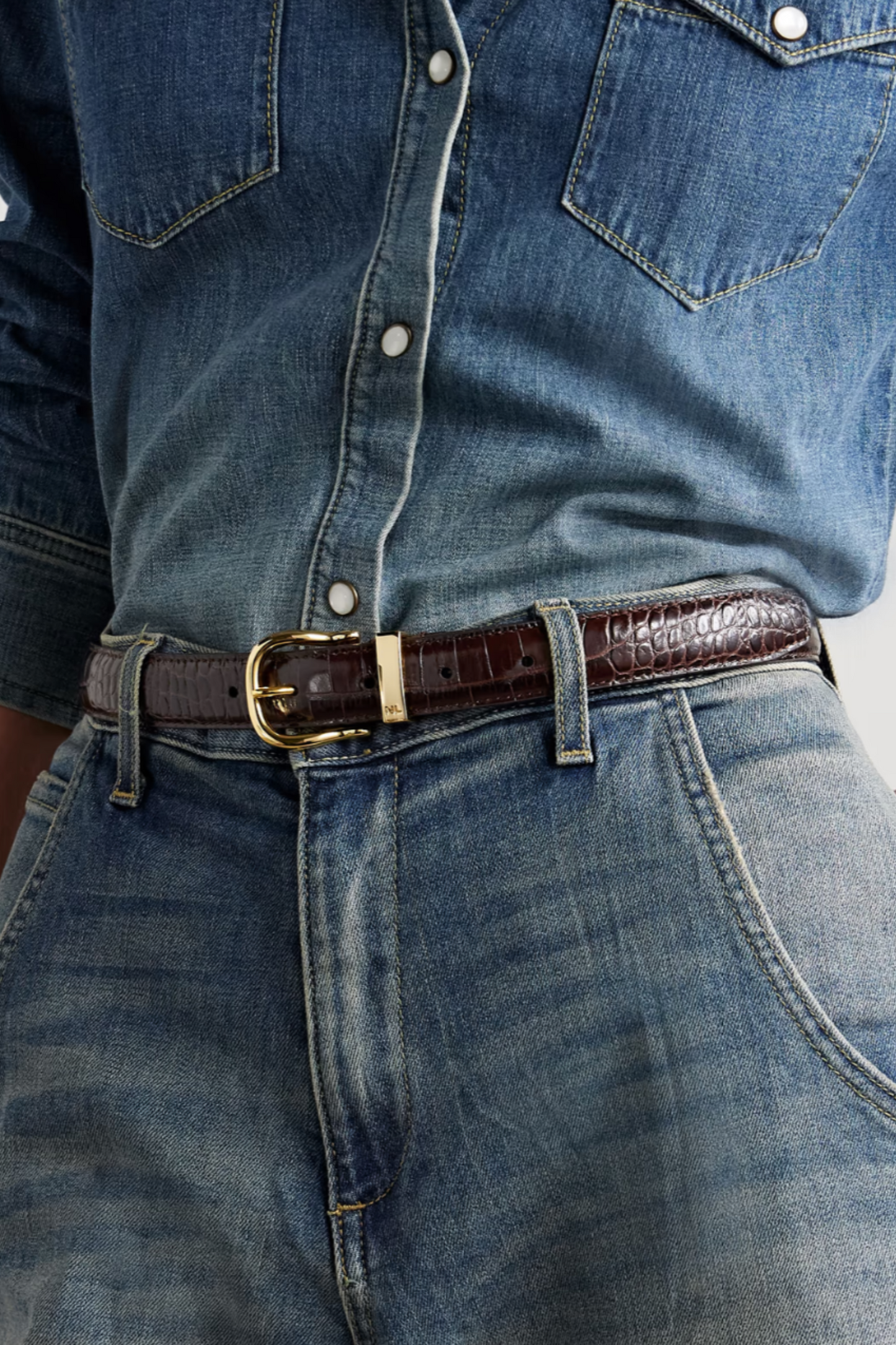 Louise Croc-effect Leather Belt