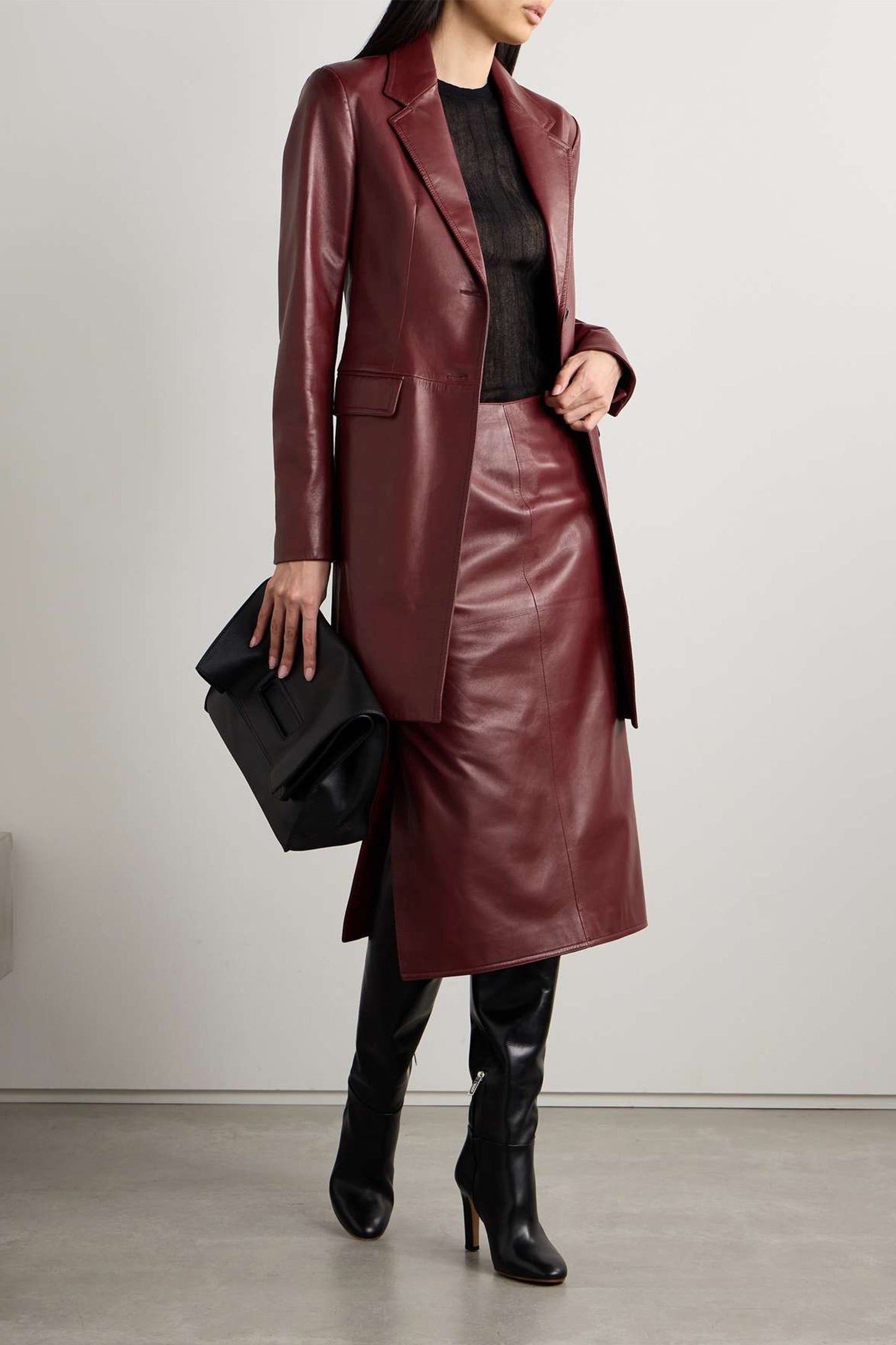 Nova Leather Midi Skirt