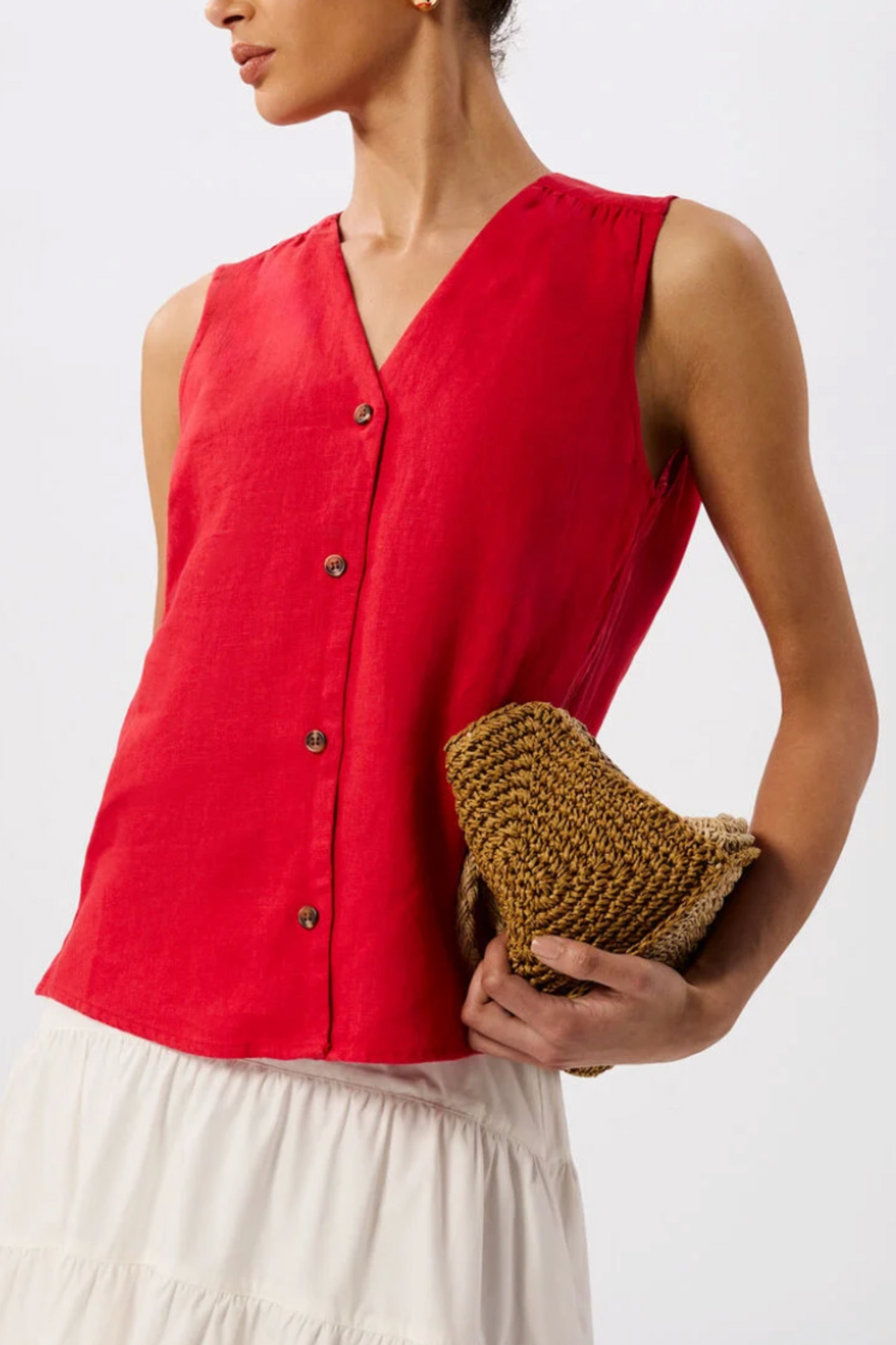 Red Laura Linen Tank