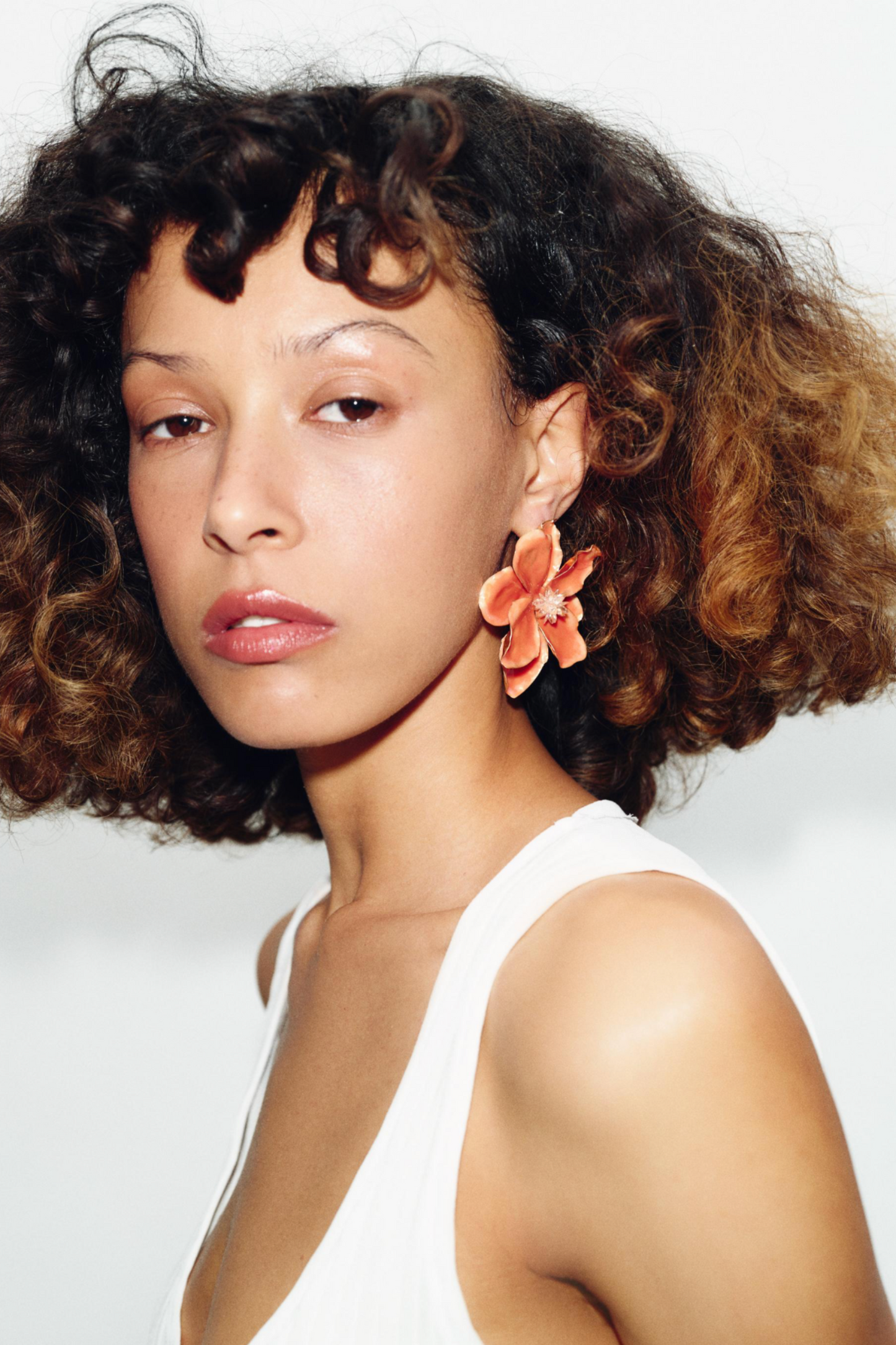 Enamelled Flower Metal Earrings