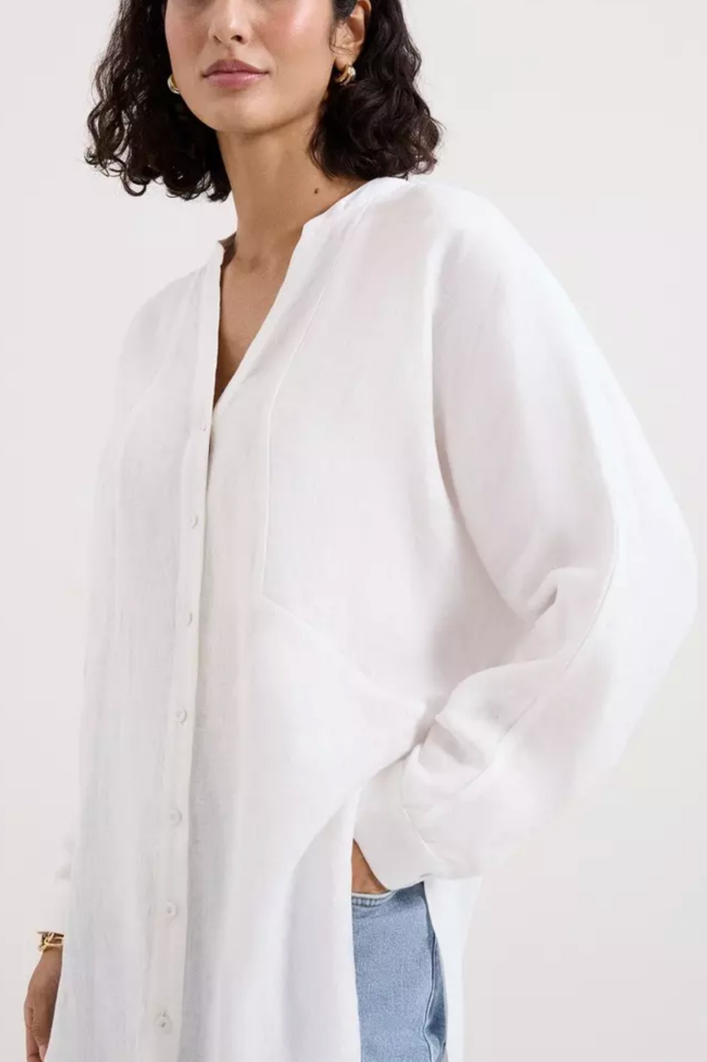 Mathilde White Linen Longline Shirt