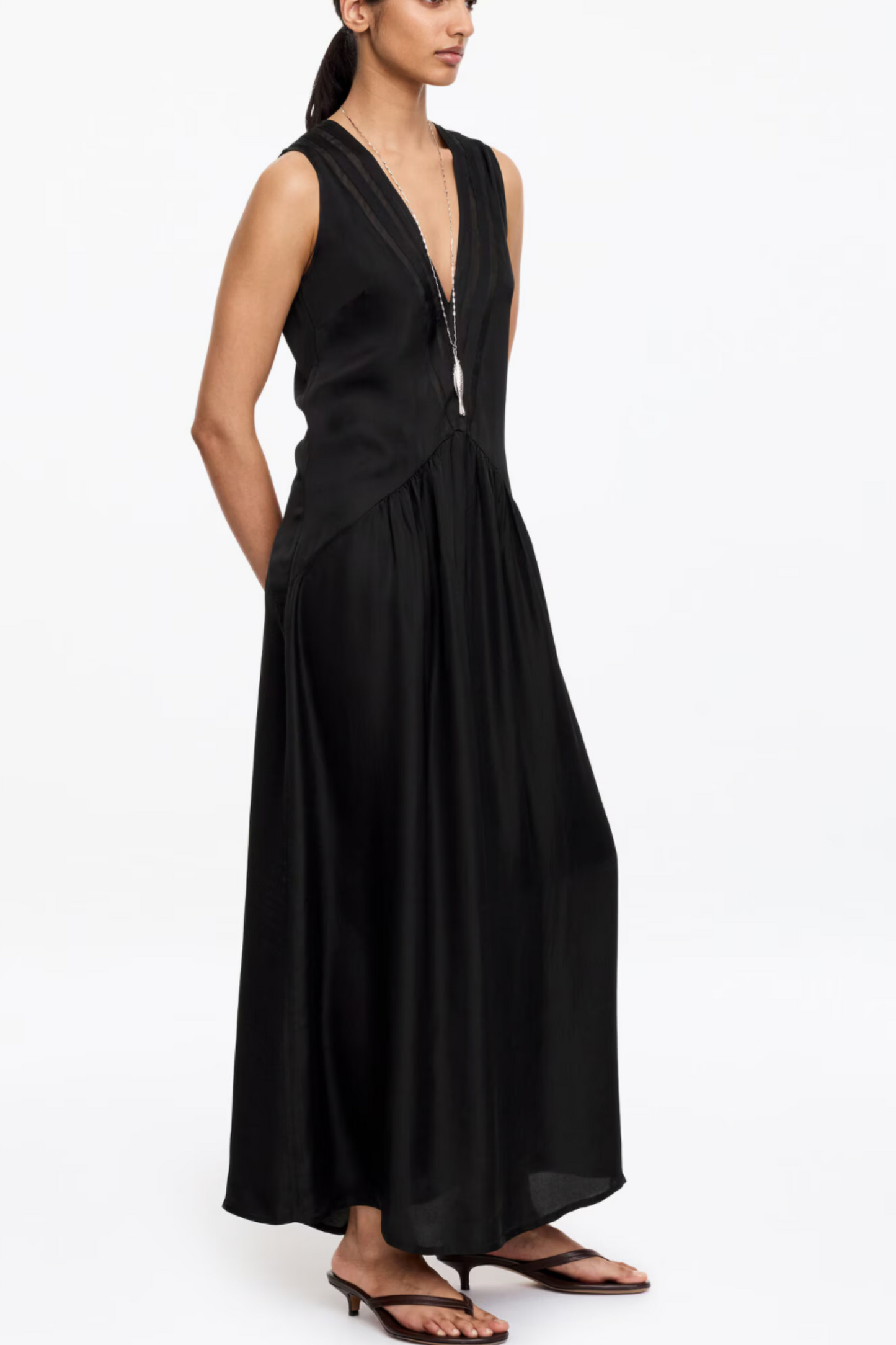 Organza-Detail Maxi Dress