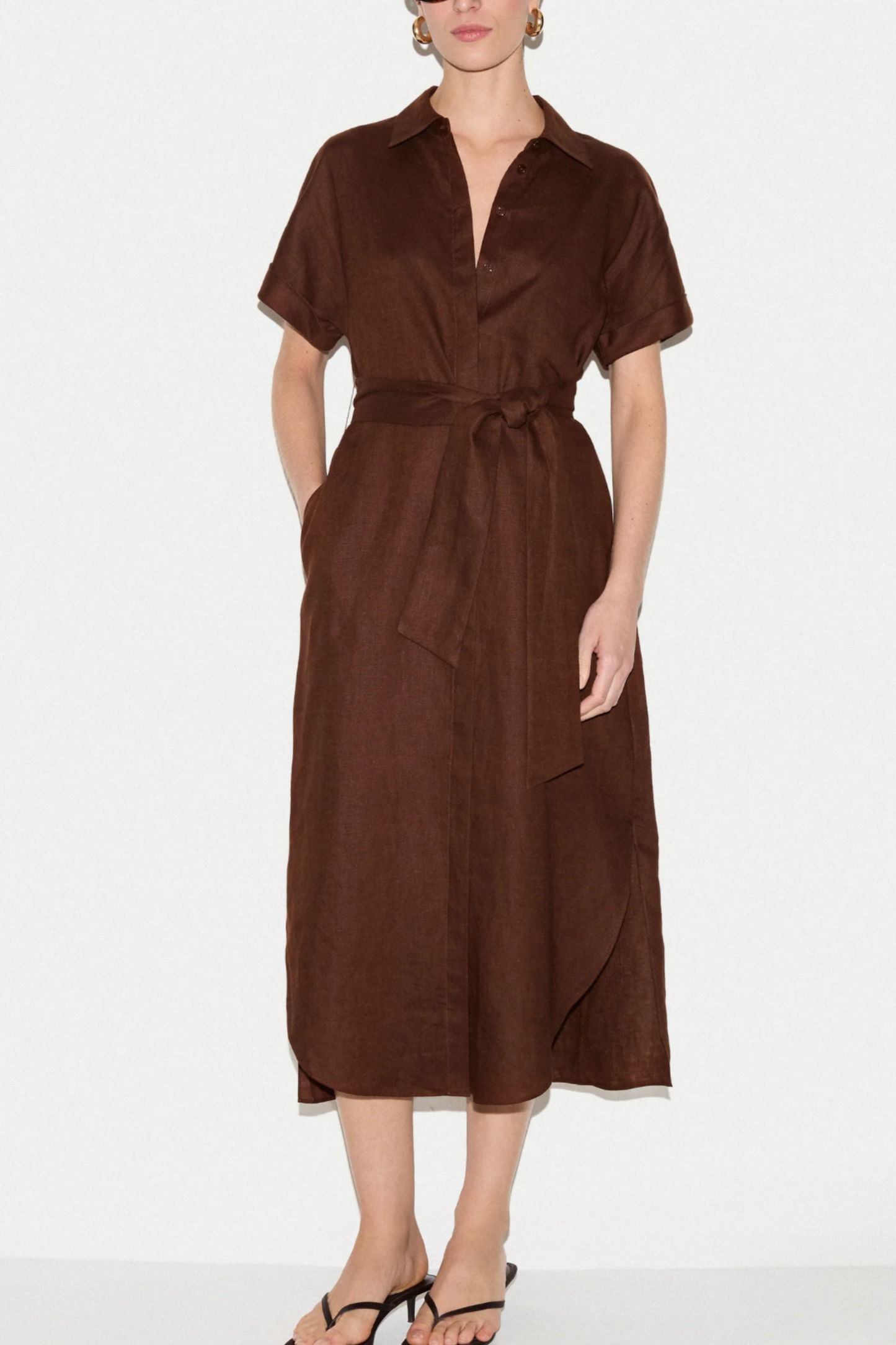 Linen Midi Shirt Dress
