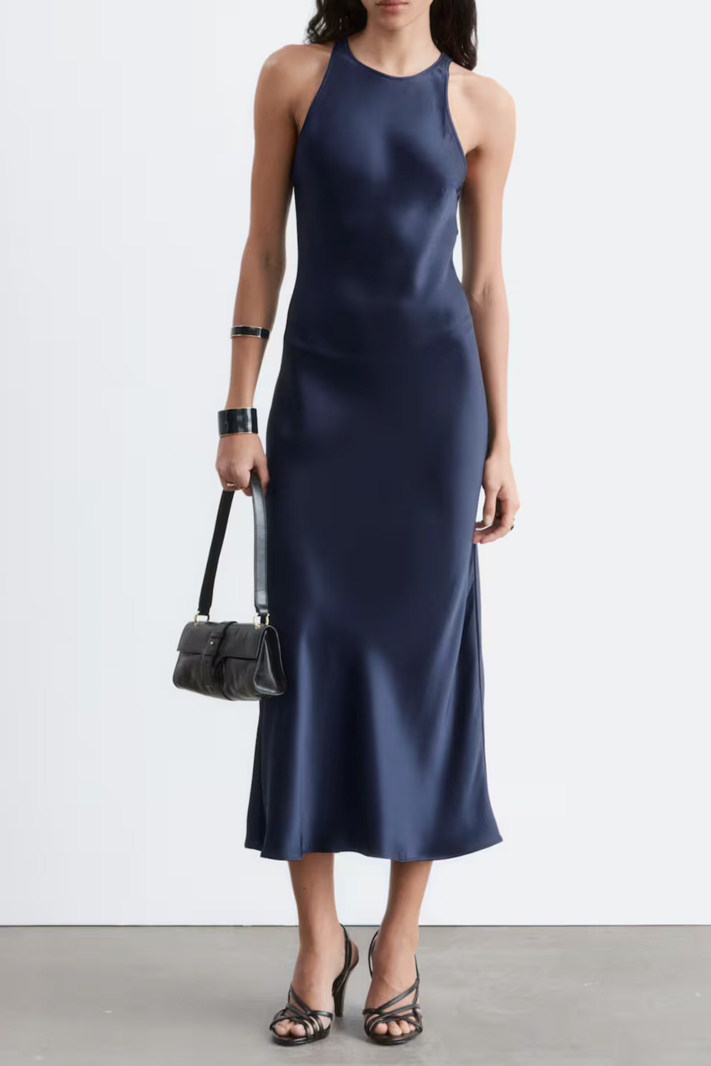 Sleeveless Satin Midi Dress
