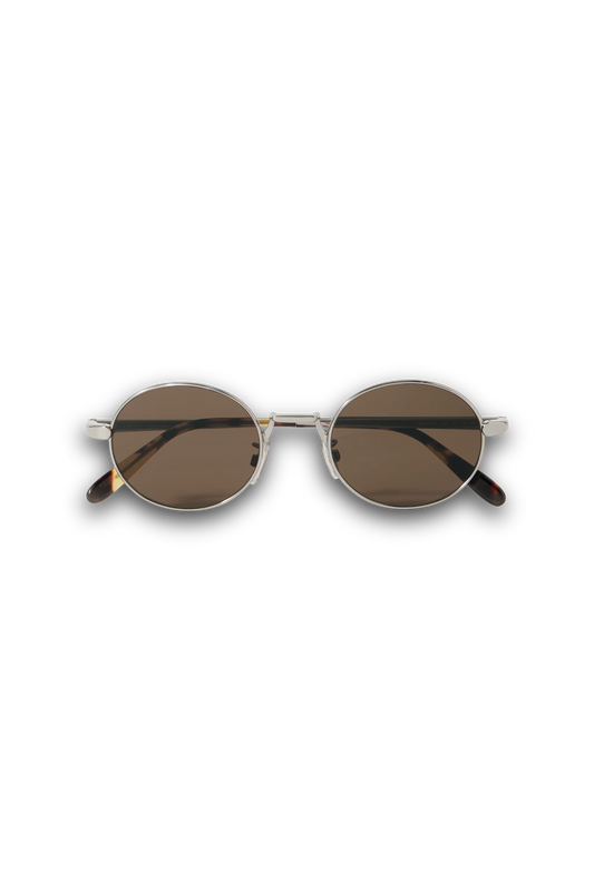 Round-frame Silver-tone Sunglasses