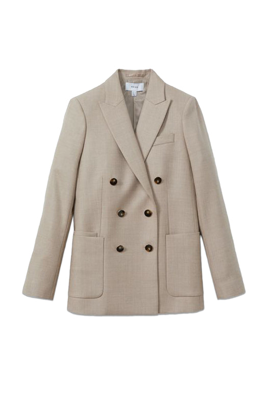 Wool Blend Double Breasted Blazer