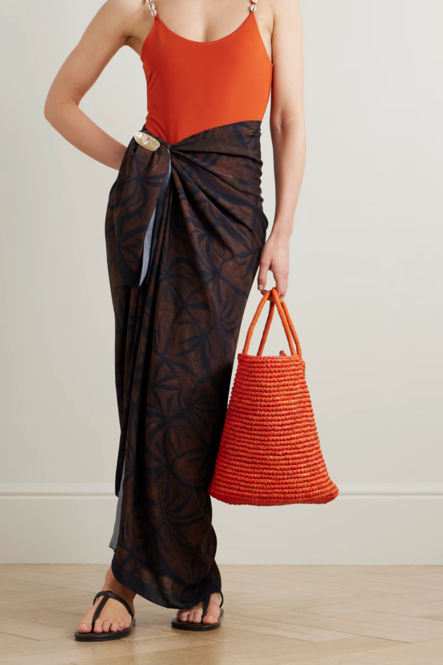 Embellished printed voile pareo