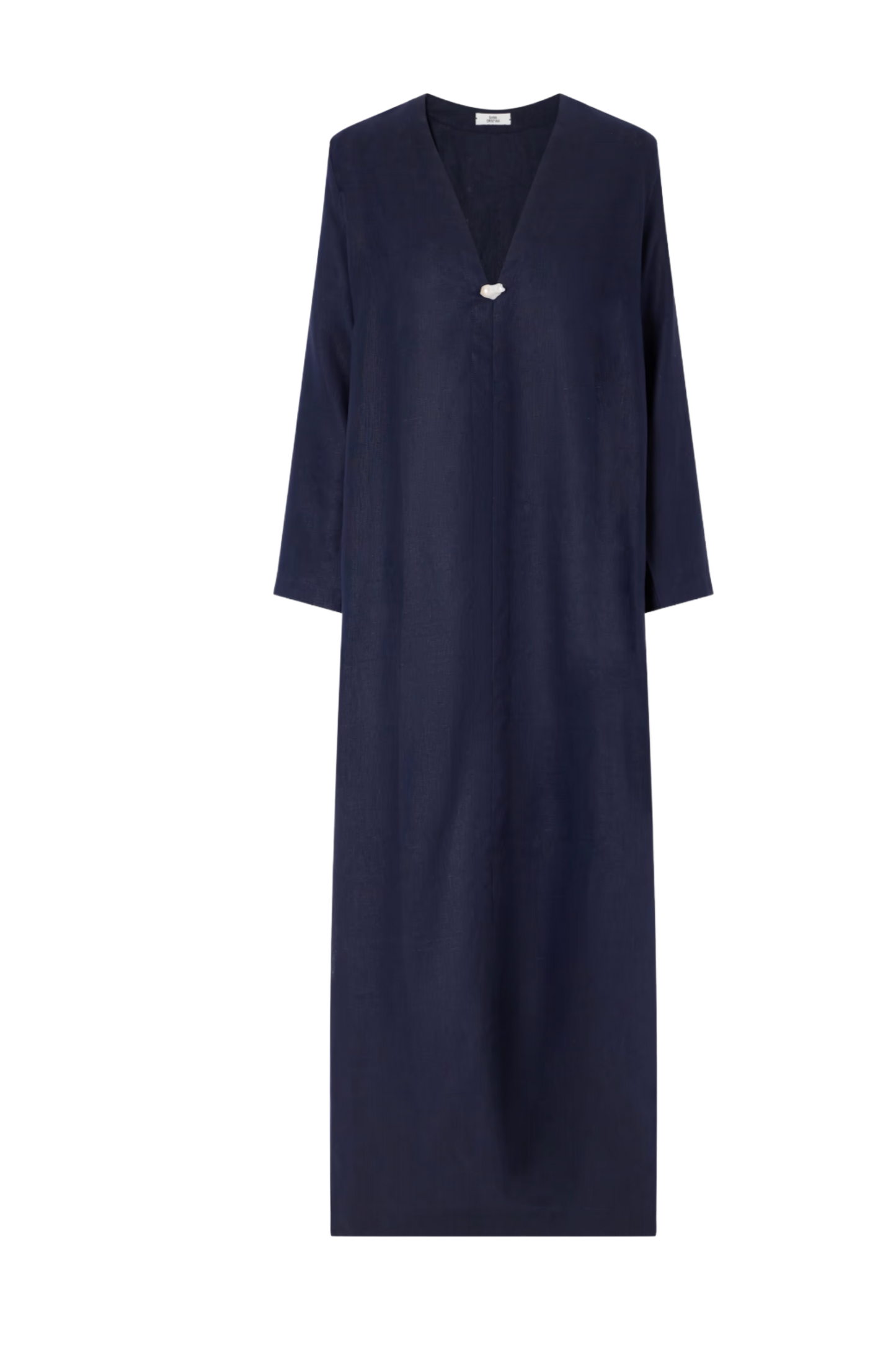 Pearl-embellished linen kaftan