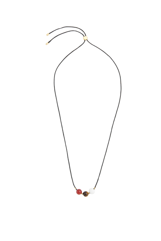 Black Sphere Bead Cord Necklace