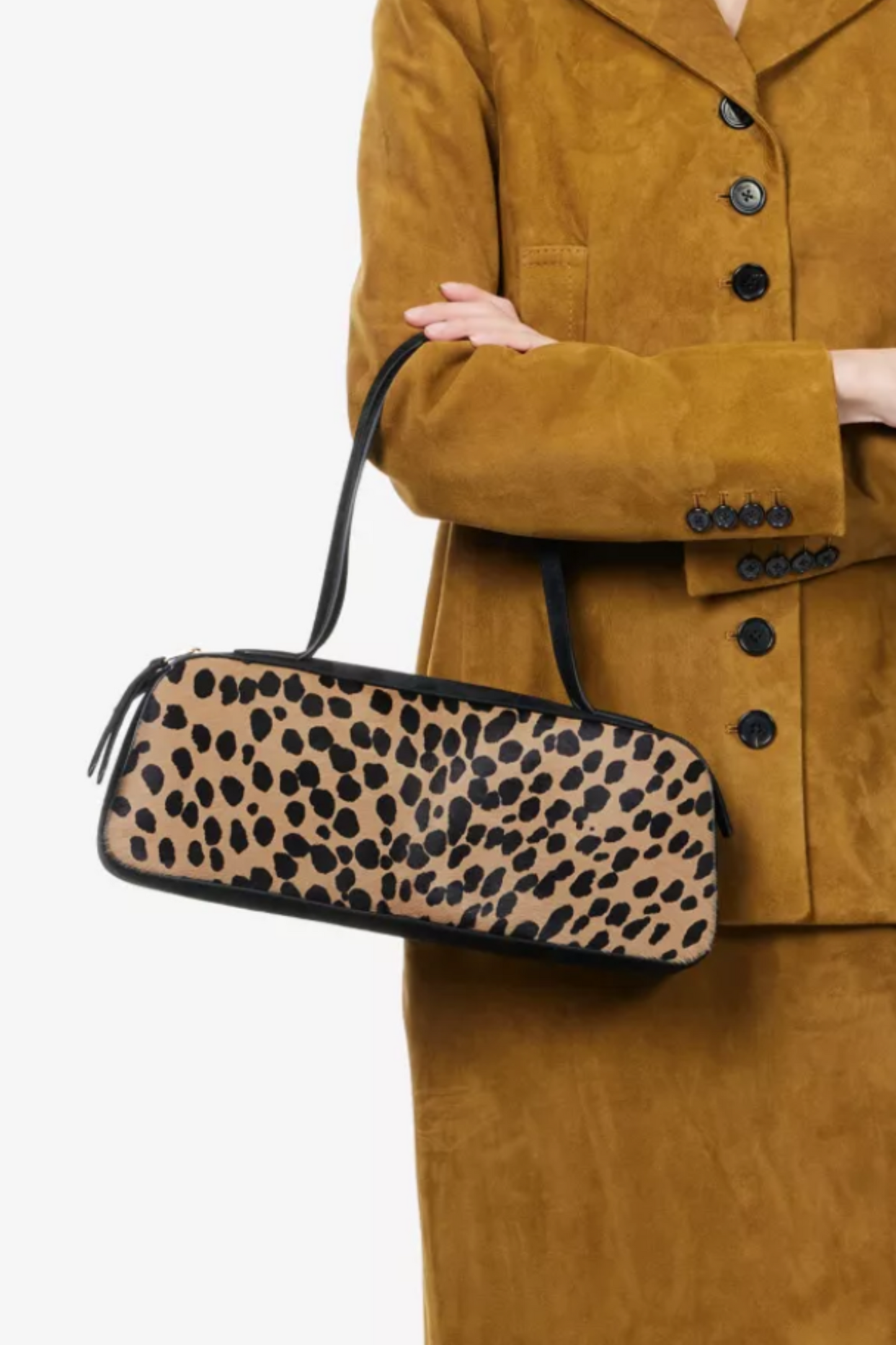 Simona Hyena-Print Calf-Hair and Suede Shoulder Bag