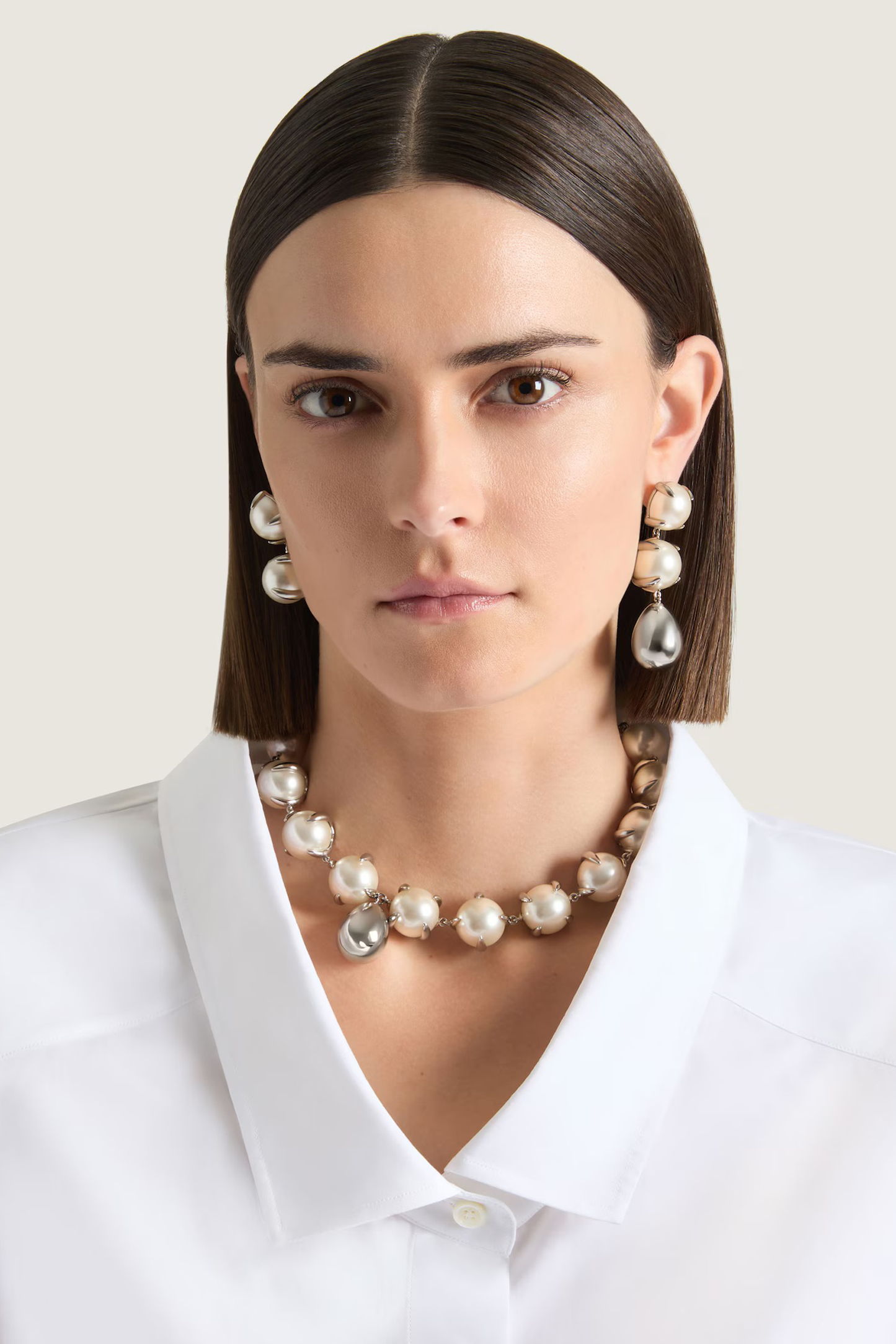 Spiky Pearl Asymmetric Earrings in Metal and Pearls