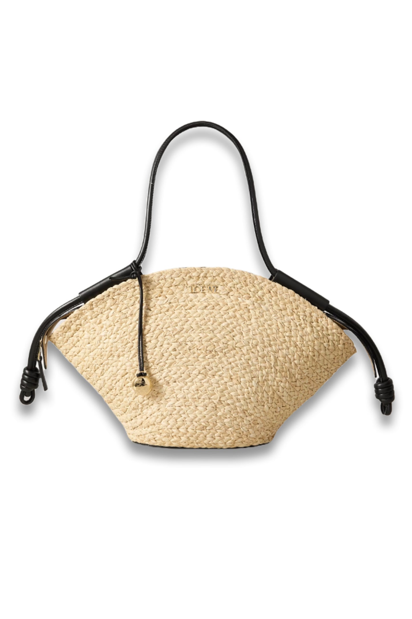 Paseo Small Leather-Trimmed Raffia Tote