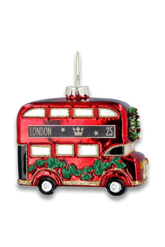 Glass London Bus with Garland Decoration