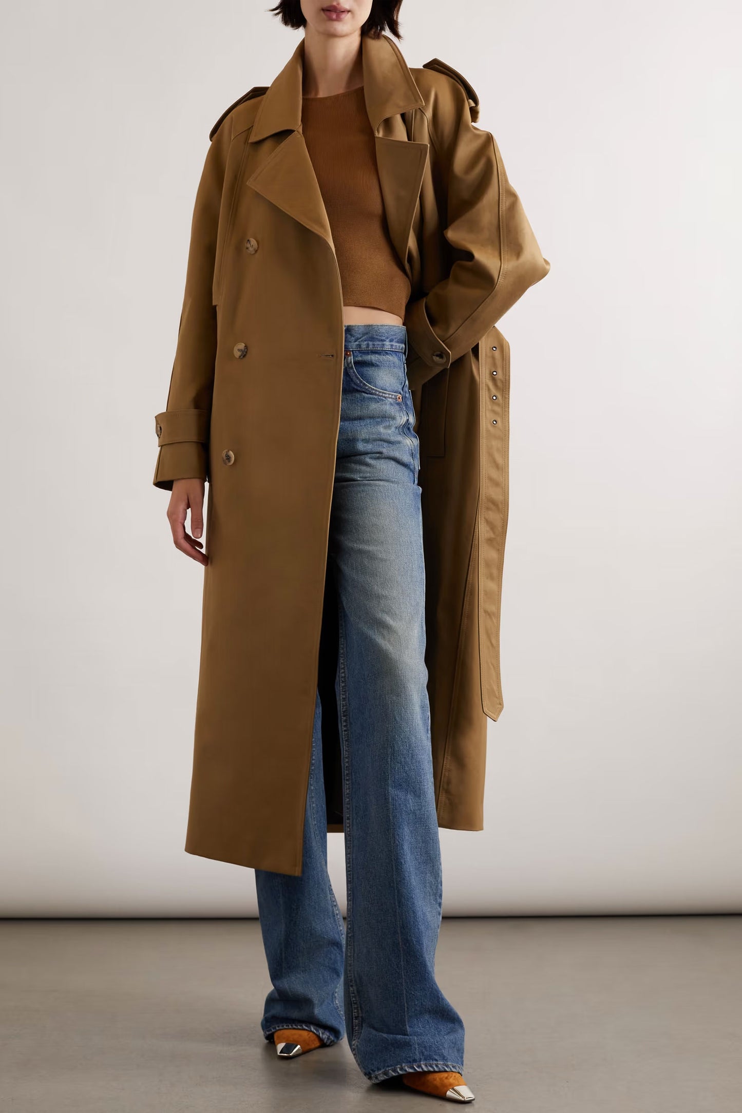 Double-breasted Belted Cotton-twill Trench Coat