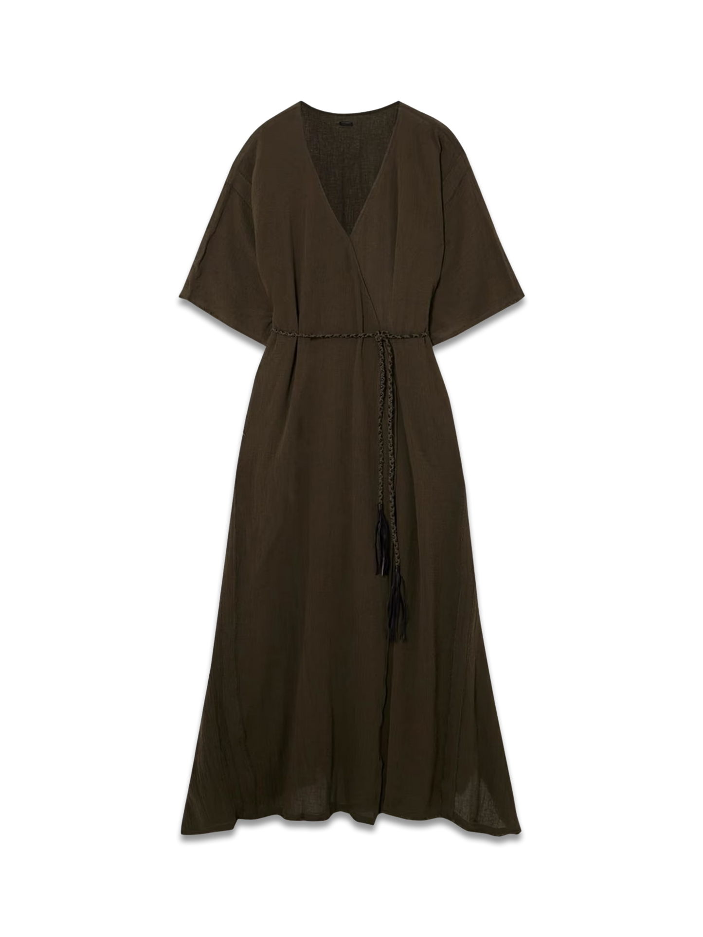 Chumuk Leather-trimmed Frayed Cotton-gauze Kaftan