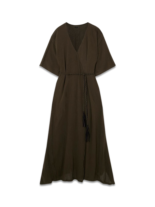 Chumuk Leather-trimmed Frayed Cotton-gauze Kaftan