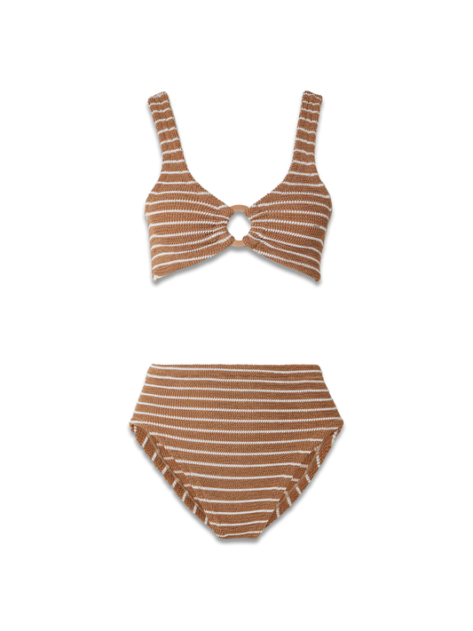 Nadine Striped Metallic Seersucker Bikini