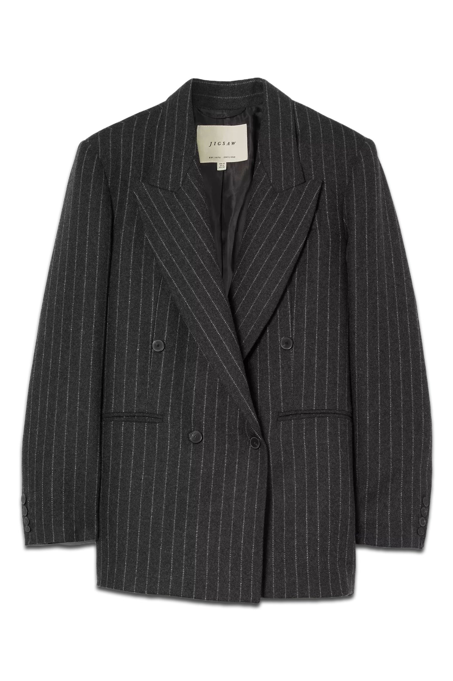 Tatton Wool Blend Pinstripe Blazer, Grey
