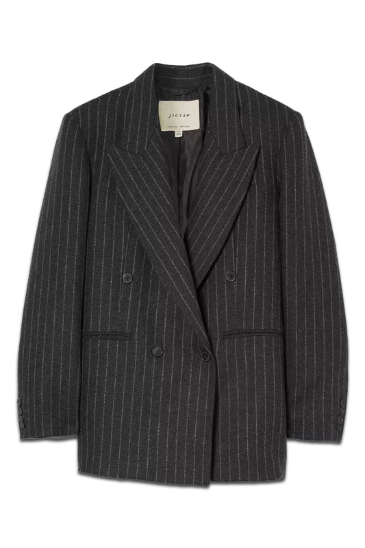 Tatton Wool Blend Pinstripe Blazer, Grey