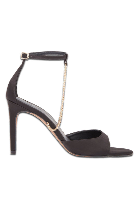 Black Satin Sandals