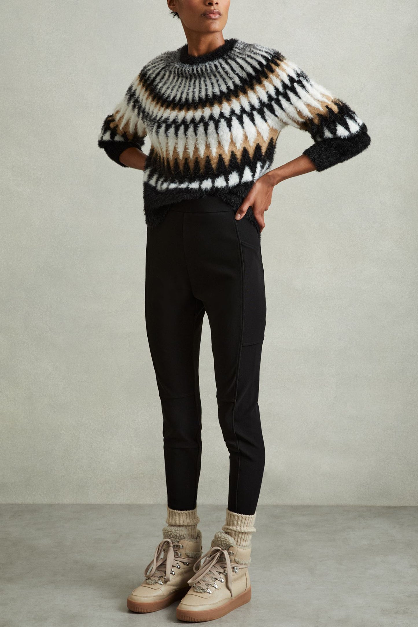 Fuzzy Fairisle Crew Neck Jumper