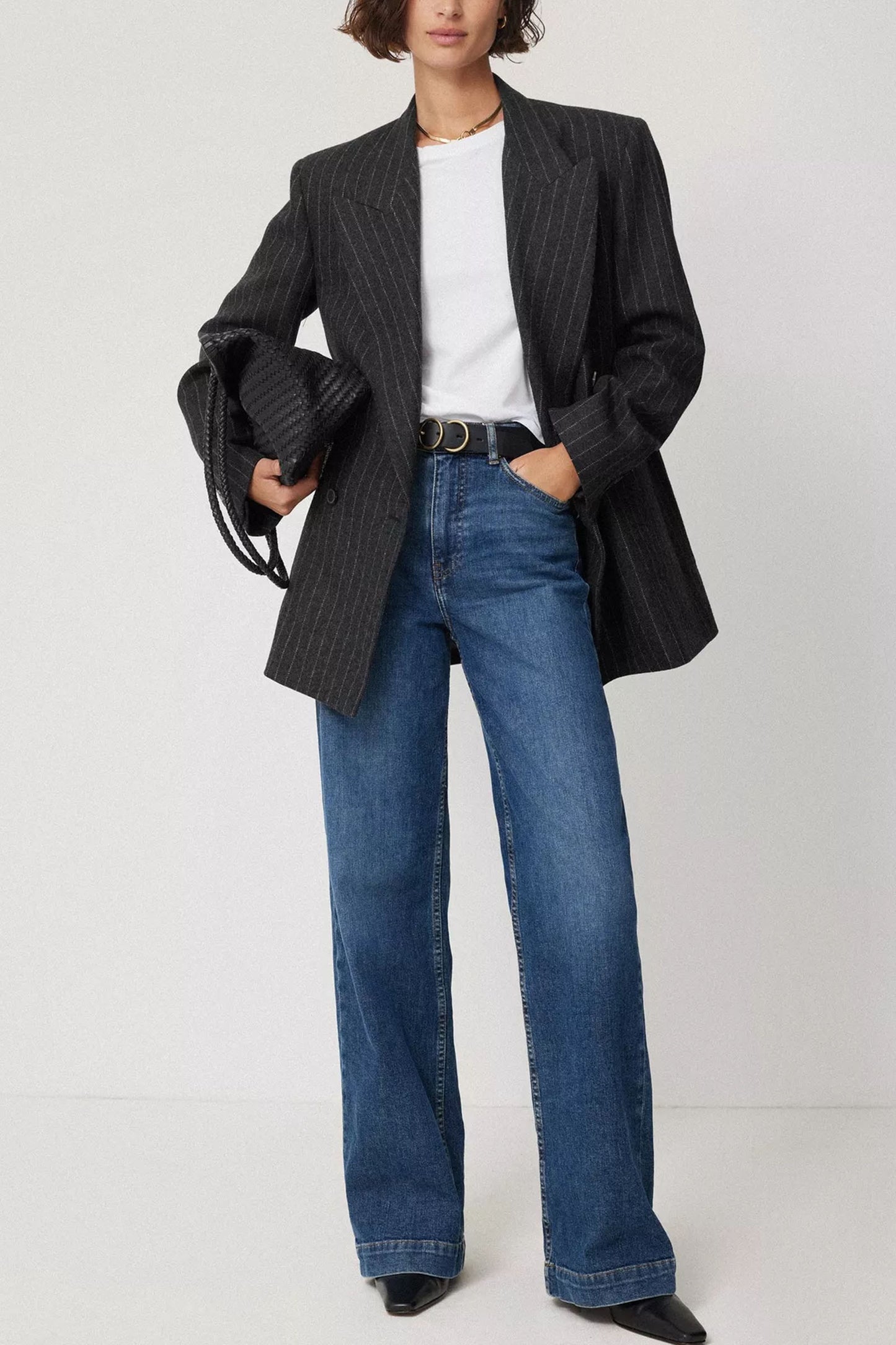 Tatton Wool Blend Pinstripe Blazer, Grey