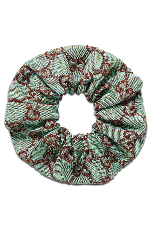 Crystal-embellished Canvas-jacquard Scrunchie