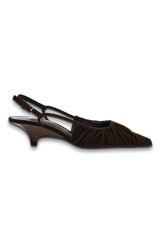 Gathered Velvet Effect Slingbacks