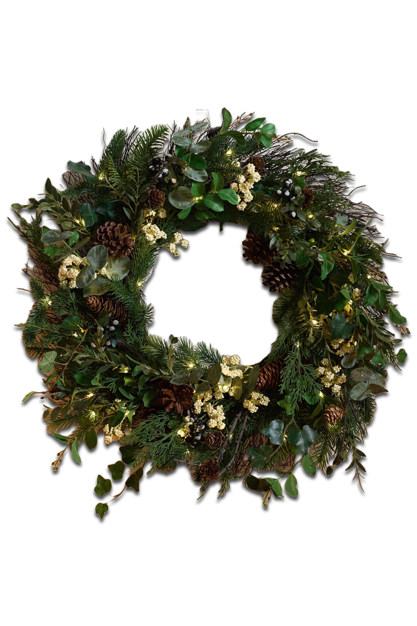 60cm Pre Lit Ultimate Pinecone Wreath