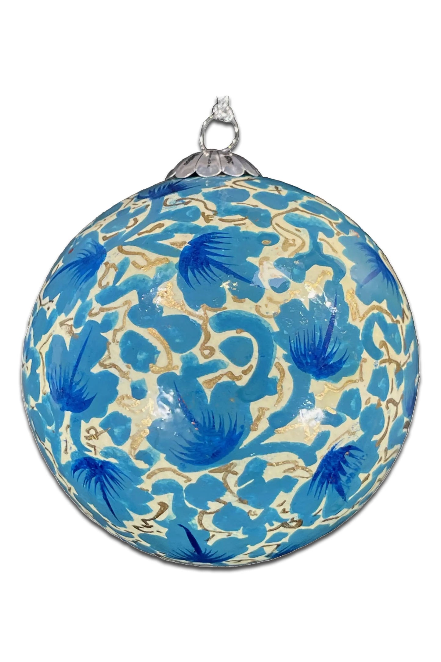 Chinar Leaves Blue Papier-Mâché Bauble