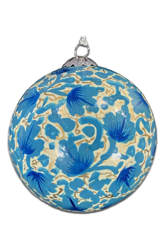 Chinar Leaves Blue Papier-Mâché Bauble