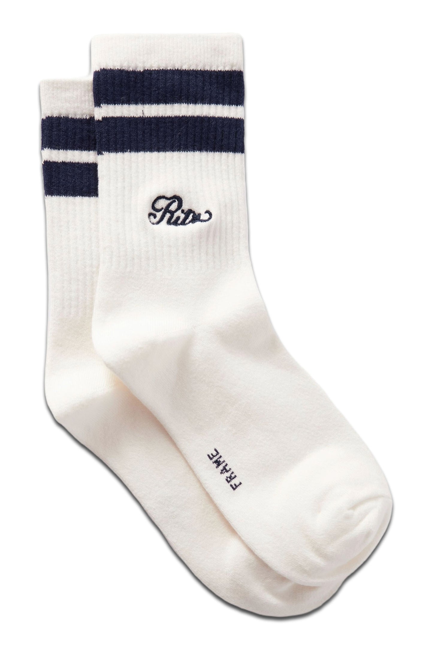 + Ritz Paris Embroidered Striped Ribbed Cotton-blend Socks