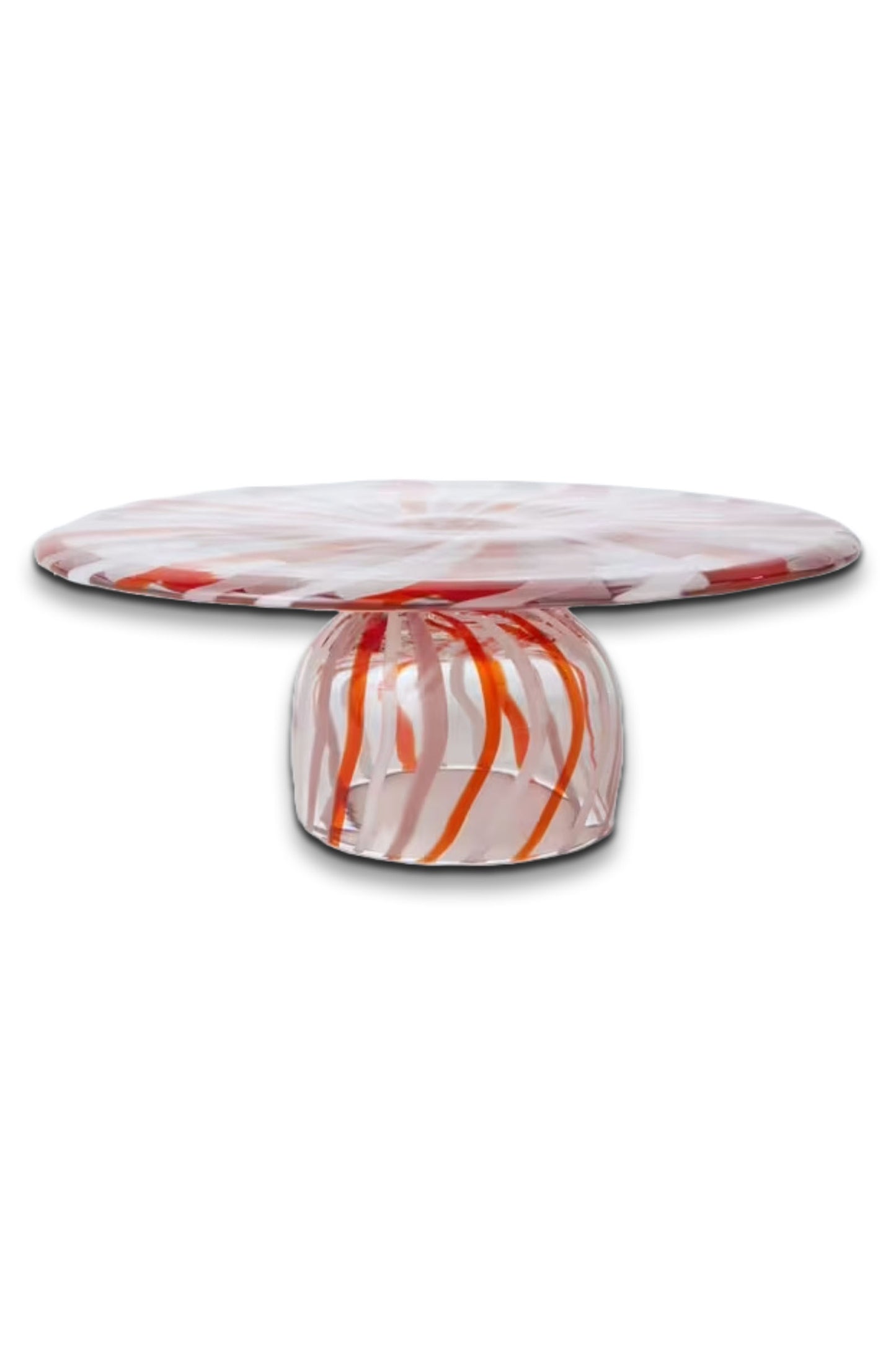 Candy Cane Glass Cake Stand, 27.5cm, Pink/Multi