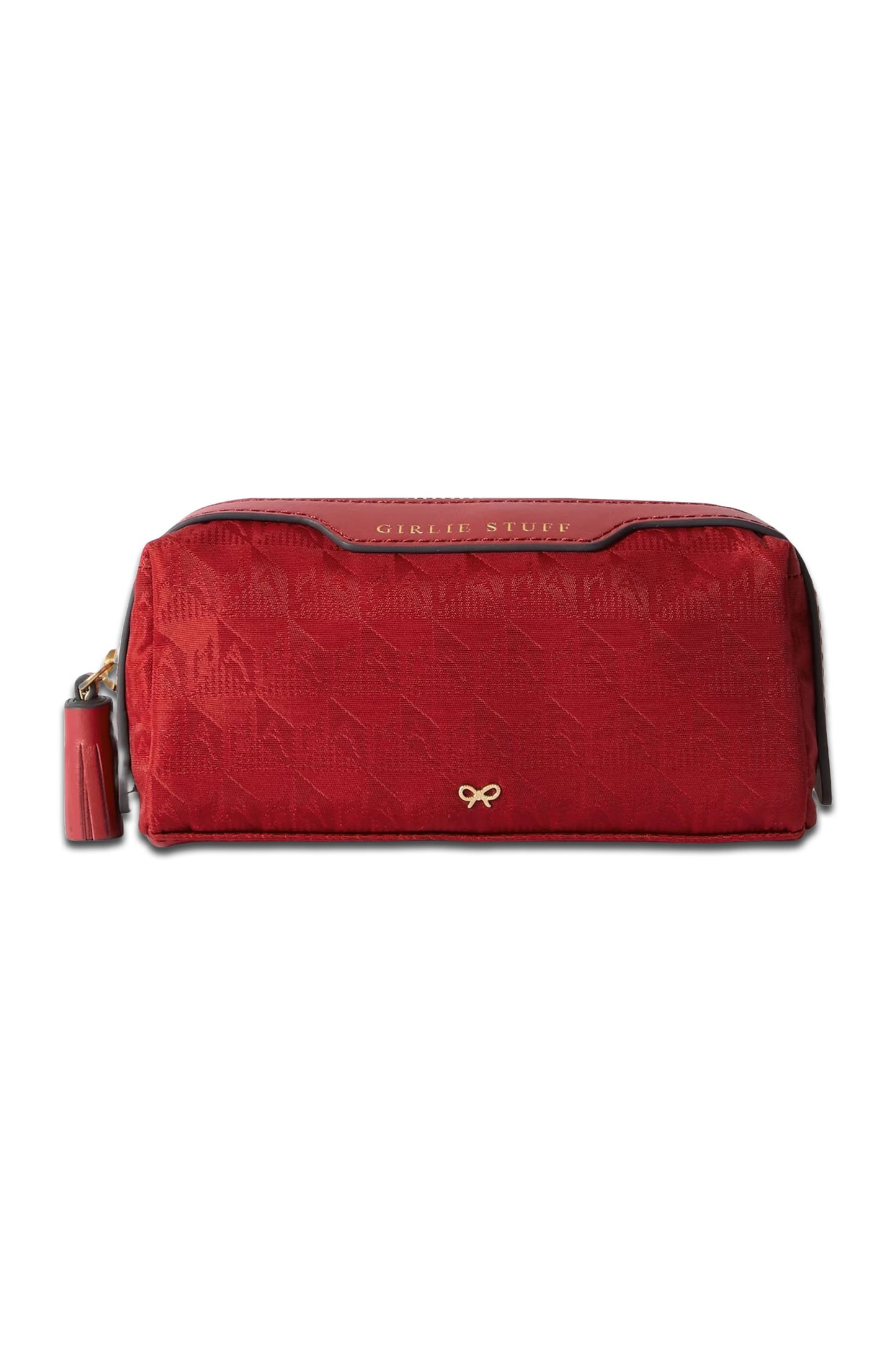 Girlie Stuff Leather-trimmed Recycled-jacquard Cosmetics Case