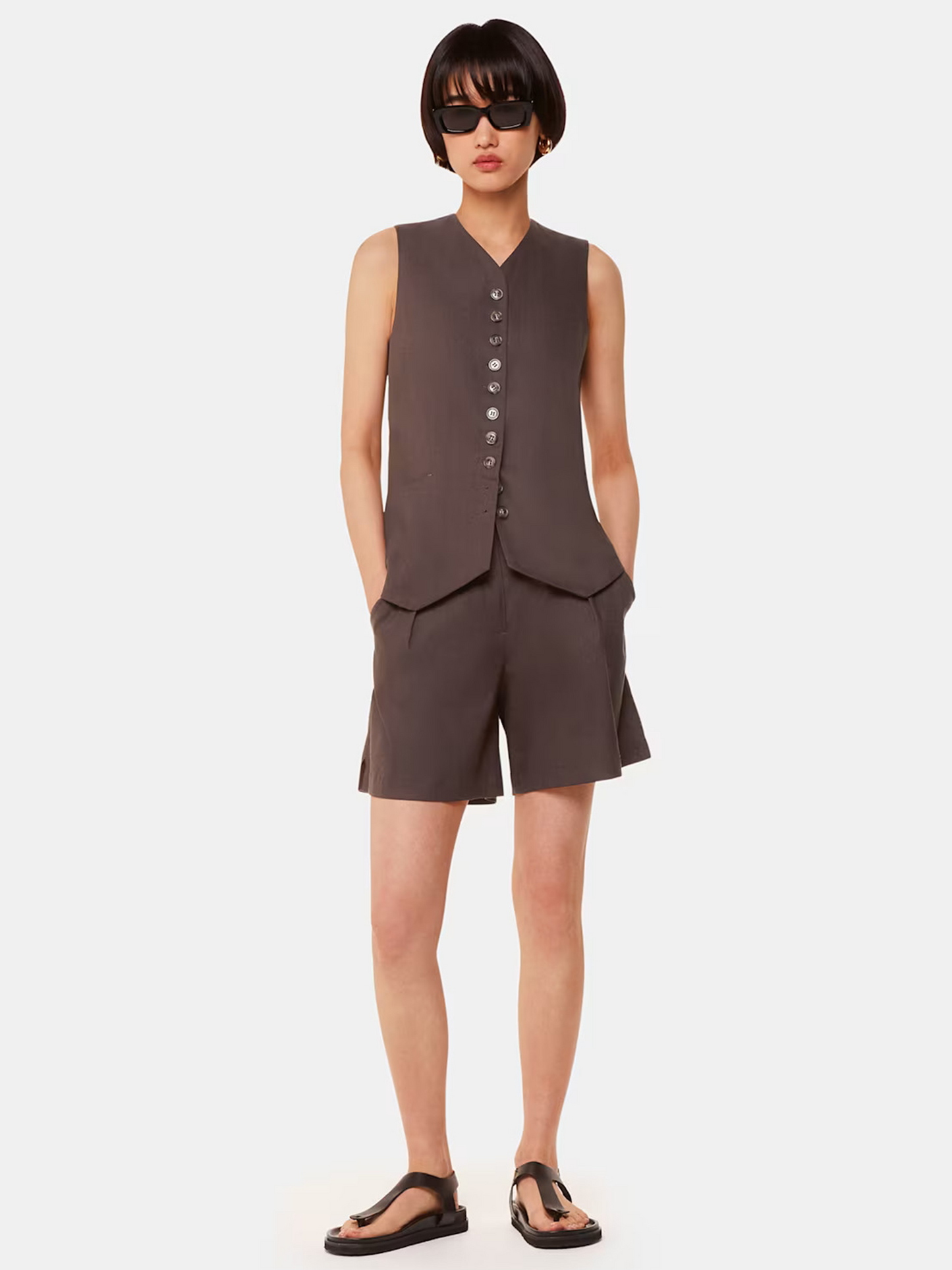 Dark Grey Mila Linen Blend Short
