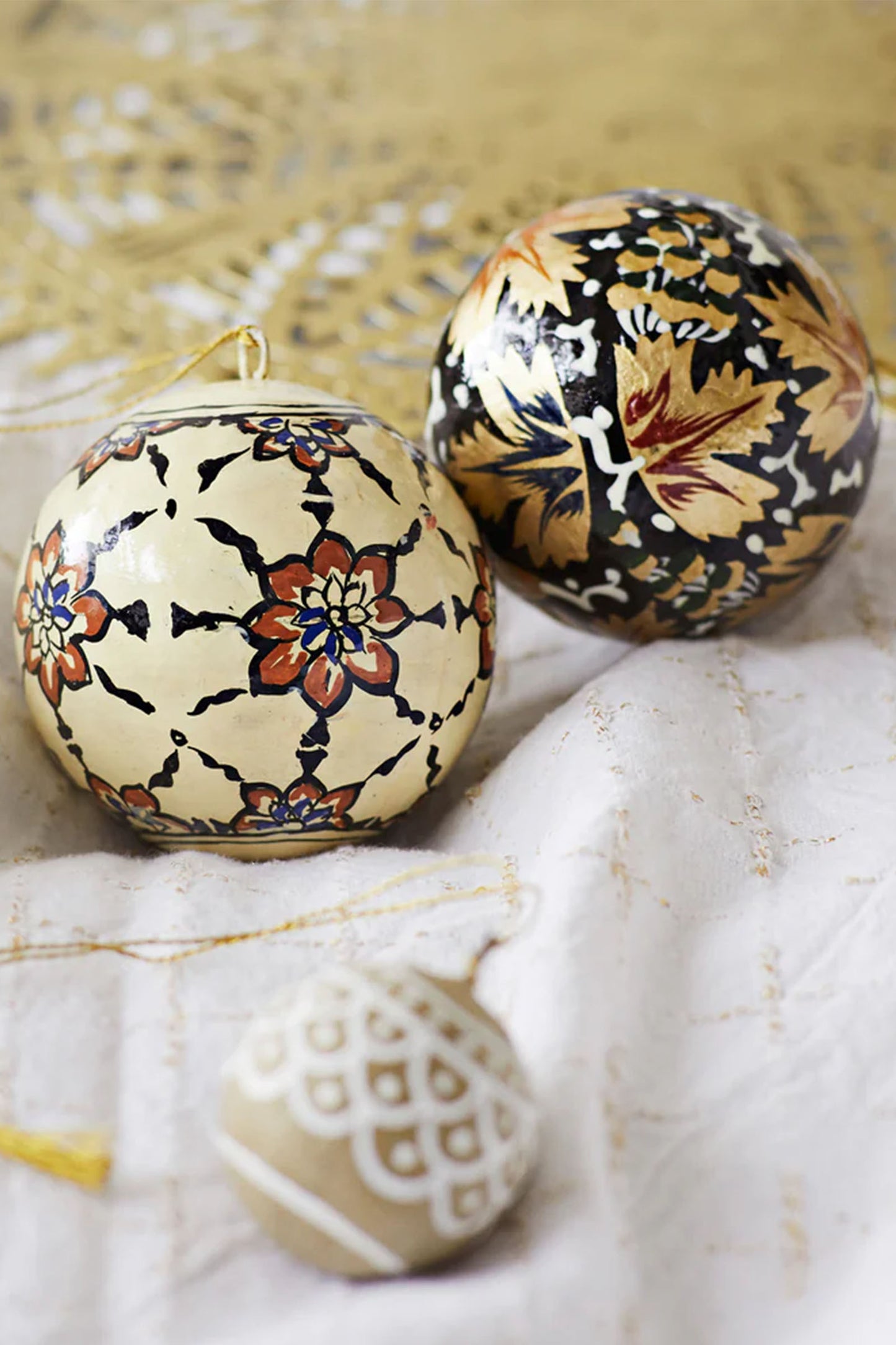 Lucia Hand-painted Multicoloured Baubles - Set of Three