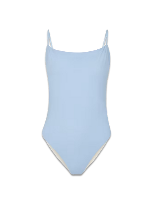 Pale Blue The Longing Open-Back Swimsuit