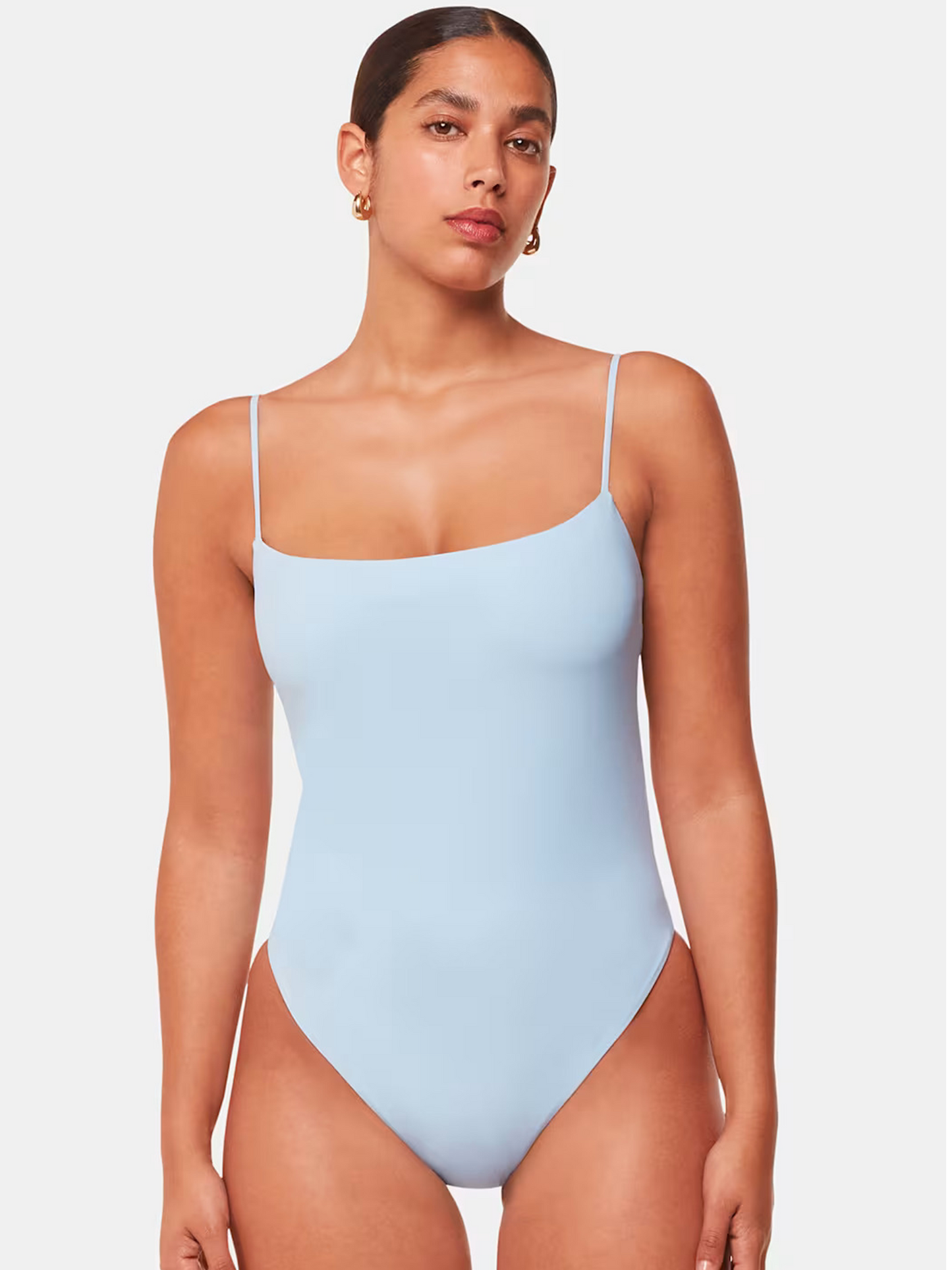 Pale Blue The Longing Open-Back Swimsuit
