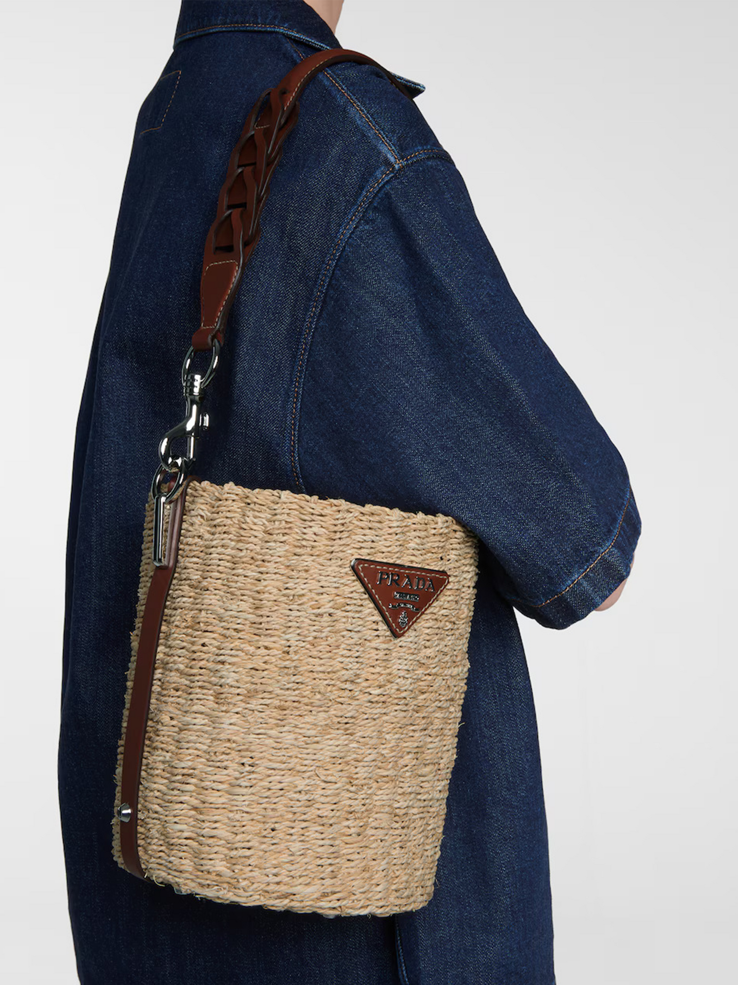 Raffia and Leather Bucket Bag